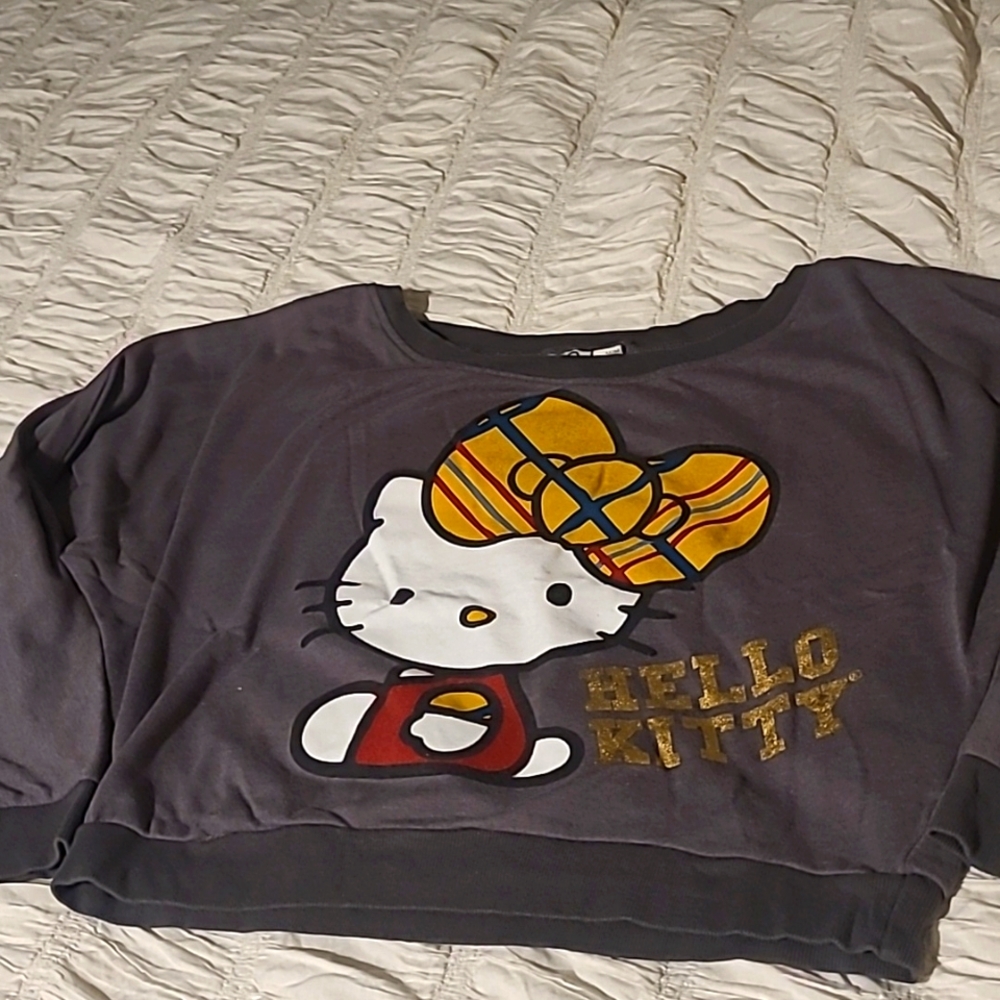 Grey & gold hello kitty sweater